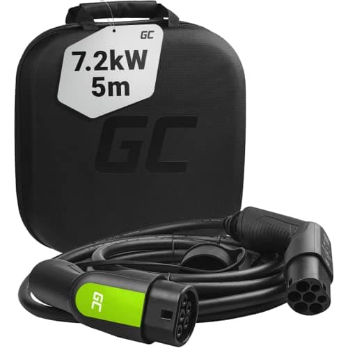 Image of Green Cell® GC Type 2 Charging Cable for EV Electric Cars | 7.2kW | 32A | Type 2 to Type 2 | 16.4ft 5m | 1-Phase | Compatible with e-Golf, Mini Electric, Fortwo, EQC, i3, Leaf, CITIGOe iV, Kuga PHEV