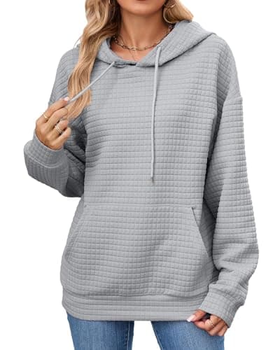 Image of iChunhua Ladies Hoodies Size 14 Warm Plain Hoodies for Women UK Winter Clothes Grey XL