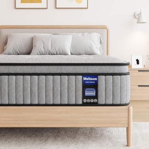 Image of Mellsom King Mattress 5FT, Gel Memory Foam 7 Zone Pocket Sprung Hybrid King Size Mattress, 10 Inch Orthopedic Medium Firm Mattress for Pressure Relief Motion Isolation, 150x200x25cm