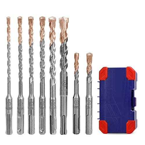Image of WORKPRO 8-Piece SDS Plus Rotary Hammer Drill Bit Set, Metric Drill Bit, Carbide Tip, for Brick, Concrete, Stone and Cement (Without Nails) - Storage Case