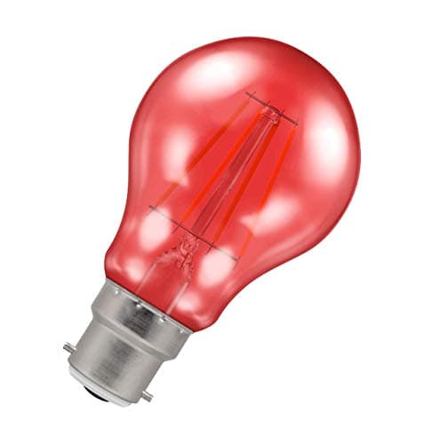 Image of Crompton Lamps Red LED GLS Light Bulb 4.5W B22 Harlequin | IP65 Outdoor Lights LED Bulbs | Energy-Saving Replacement for 25W Bulbs | 15,000 Hours Life | for Festoon Lights Outdoor