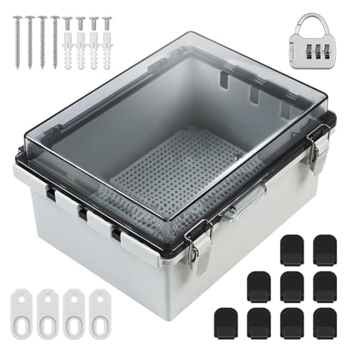Image of YedZen IP66 Waterproof Junction Box, 220x170x110mm ABS Plastic Electrical Enclosure with Hinged Clear Cover ＆Stainless Steel Latch, Outdoor Weatherproof Electrical Box for Electrical Project