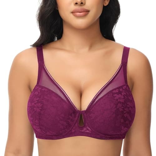 Image of FallSweet Push Up Lace Bras for Women Underwired Padded Add one Cup Sexy Bra(Dark Purple,38D)