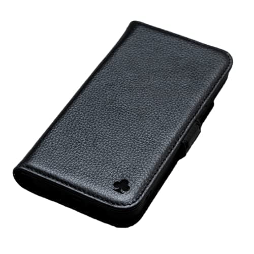 Image of PORTER RILEY - Leather Case for iPhone 14 Pro. Premium Genuine Leather Stand/Cover/Wallet/Flip Case with [Card Slots] [Horizontal Stand] [Durable Frame] (Pure Black)