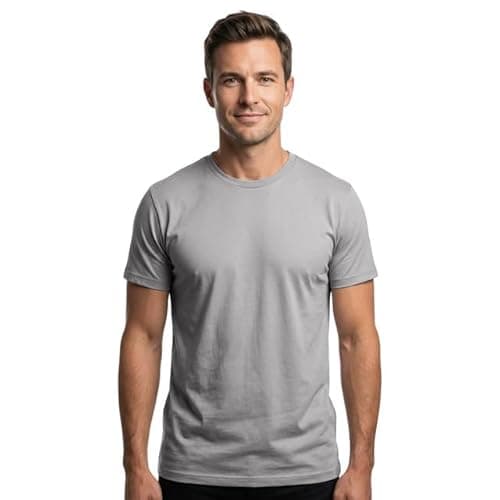 Image of Plain T Shirt Luxury Fine Organic Ringspun Cotton Men's t-Shirt(XL, Sports Grey)