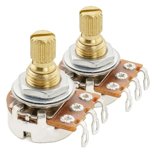 Image of Musiclily Pro A250K Mini Pots Brass Metric Split Short Shaft 6.5mm Audio Taper Potentiometers for ST Tele PB JB Style Electric Guitar Bass (Set of 2)