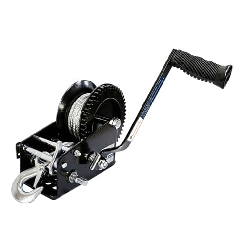 Image of Hand Winch, Heavy Duty Boat Trailer Winch Pulley Rope Crank with 3500lbs Pulling Capacity 33FT Steel Wire Cable, Two-Way Ratchet Manual Cable Winch Hand Crank Winch for ATV Towing Trailer Boat