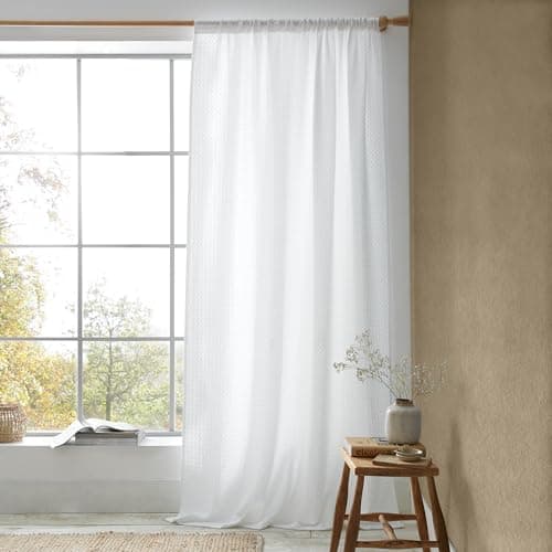 Image of Pineapple Elephant Muscat Waffle 140x183cm Slot Top Voile Curtain Panel White