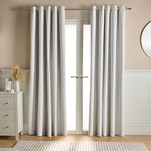 Image of OHS Bedroom Blackout Curtains Cream Eyelet, Woven Texture Modern Decorative Curtains for Living Room Bedroom Home Insulated Summer Winter Soft Curtain, 66x54”