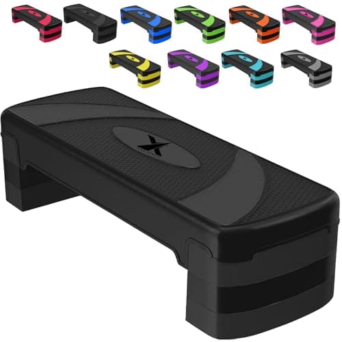Image of Xn8 Sports Steppers for Exercise Workout Adjustable Height 10cm 15 cm 20cm Sturdy Exercise Step for Gym, Aerobic Steps, Cardio Exercise and Stretching- Exercise Stepper for Home (Black)