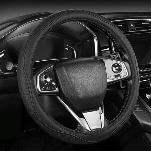 Image of Steering Wheel Cover, Black, Microfiber Leather, 37-38cm / 15in