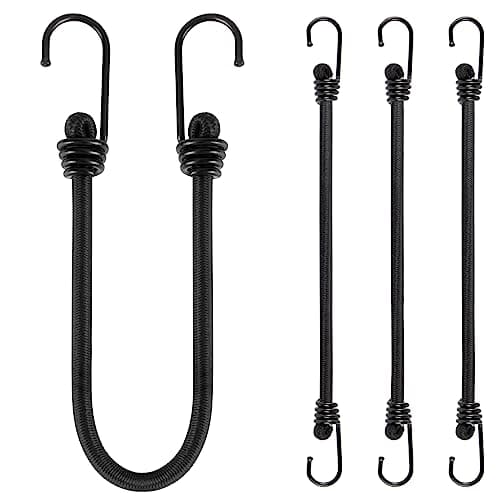 Image of Bungee Cords With Hooks 12 Inch, 4 PCS Heavy Duty Bungee Cord, 8mm Thick Bungee Straps, Elastic Straps With Hooks for Securing Tarps, Luggage, Tents, Bikes or Caravan Camping
