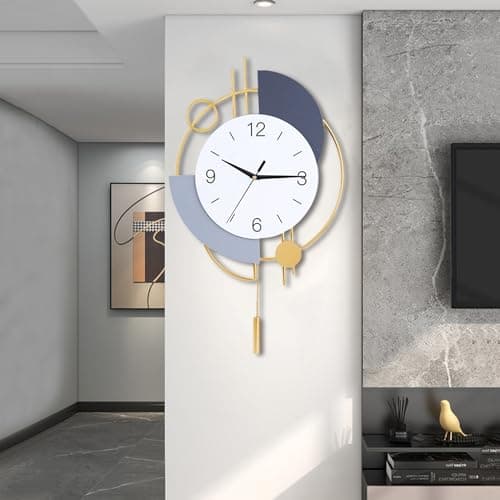 Image of SIN&MI Wall Clocks for Living Room Decor Big Decorative Wall Clocks Battery Operated for Bedroom Kitchen Office Home Large Metal Wall Clock Silent Wall Clock Non Ticking,13 * 21.65 Inch