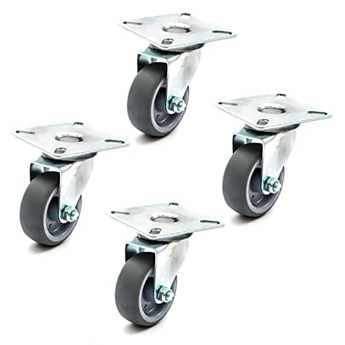 Image of Set of 4 x Heavy Duty 50mm Grey Solid 360 Degree Swivel Rubber Castors UnBraked Wheel Hospital Shops Furniture Schools Homes 100KG Load Capacity