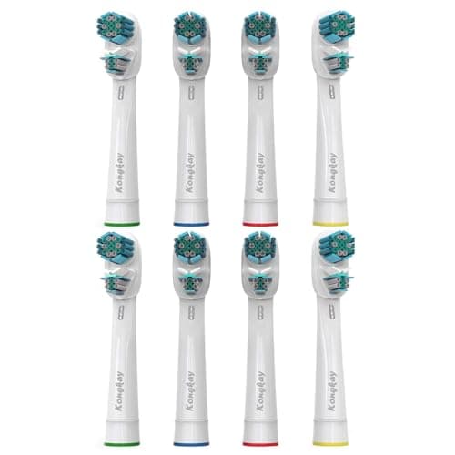 Image of 8 Pieces Dual Clean Replacement Brush Heads Compatible with Oralb Electric Toothbrushes with Durable Dupont Bristles, Dual Heads for Deep Cleaning and Whitening