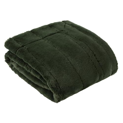 Image of Paoletti Empress Faux Fur Throw – Soft Elegant Heavyweight Minimalist Décor Blanket for Bed or Sofa (Pine - 130x180cm)