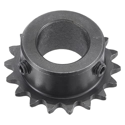 Image of sourcing map 18 Tooth Roller Sprocket B Type, #25 Chain, Single Strand 1/4" Pitch, 15mm Bore Black Oxide C45 Carbon Steel with Set Screws for ISO 04C