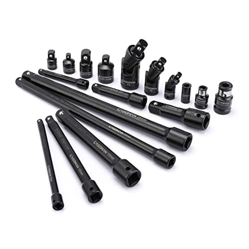 Image of CASOMAN 18 Pieces Drive Tool Accessory Set, Socket Extension Tool, Includes Adapters, Extensions and Universal Joints and Impact Coupler, Professional Socket Accessories