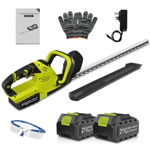 Image of VOERJIA 21V Cordless Hedge Trimmer, 50cm Dual Action Blade Electric Hedge Trimmer with 2×4000mAh Batteries & Charger, Heavy Duty Hedge Cutter for Hedges, Shrubs & Border Plants