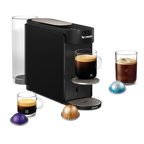 Image of Nespresso Vertuo Up by Krups, Coffee Pod Machine with Precision Brewing, Fast Heat-Up, Compact Design, Adjustable Water Tank, Espresso, Lungo, Americano, Latte and Ice Coffee, Black (XN9408G0)