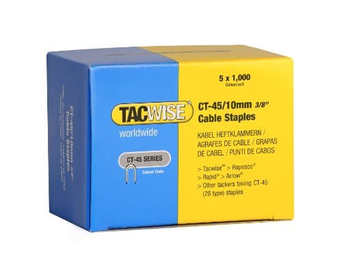Image of Tacwise 0352 Type CT-45 / 10 mm Galvanised Steel Cable Staples, Divergent Point, Pack of 5000