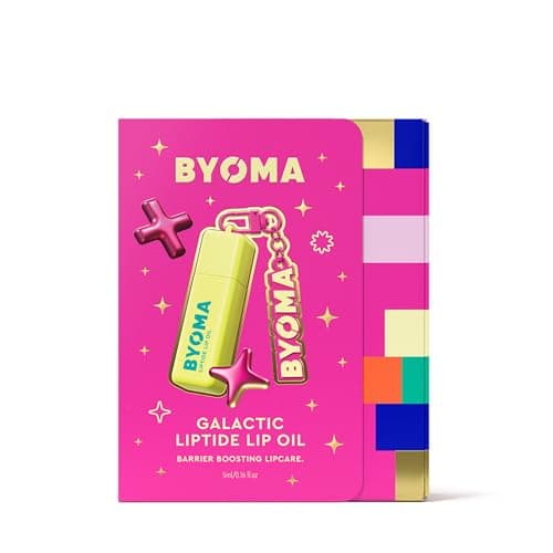 Image of BYOMA Galactic Liptide Lip Oil (5ml) – Non-Sticky Gloss with Peptides & Avocado Oil - Softens, Plumps, Hydrates, Vegan - Includes Exclusive Liptide Keychain