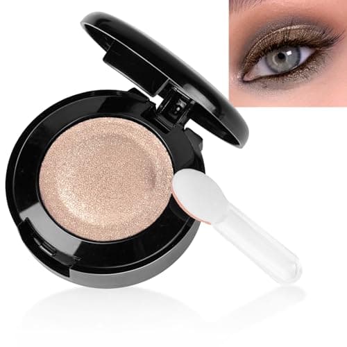 Image of LOPHE Single Shimmer Eyeshadow, Pressed Fine Powder Eyeshadow, Highly Pigmented Longwear Blendable Eye Make up for Day&Night, Waterproof Comes with An Brush and A Small Mirror(Coffee Color)