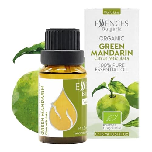 Image of Essences Bulgaria Organic Green Mandarin Essential Oil 15ml Citrus reticulata - 100% Pure and Natural Undiluted Therapeutic Grade Aromatherapy Diffuser Humidifier Candle Making Body Oil