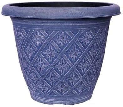 Image of Fyne-Finds Round 33cm 13inch Garden Plant Pot Woven Flower Outdoor Decor Planter Frost Proof Weatherproof Drainage Hole (Blue)