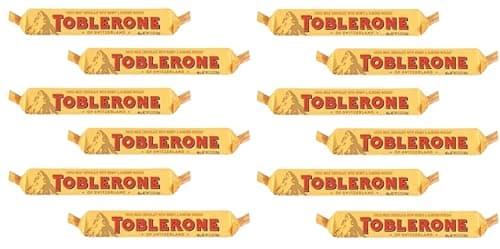 Image of Toblerone Milk Chocolate 35g × 12 – Swiss Chocolate Bar with Honey & Almond Nougat – Creamy & Delicious Treat for Gifting, Easter, Birthdays & All Occasions – Iconic & Irresistible Snack
