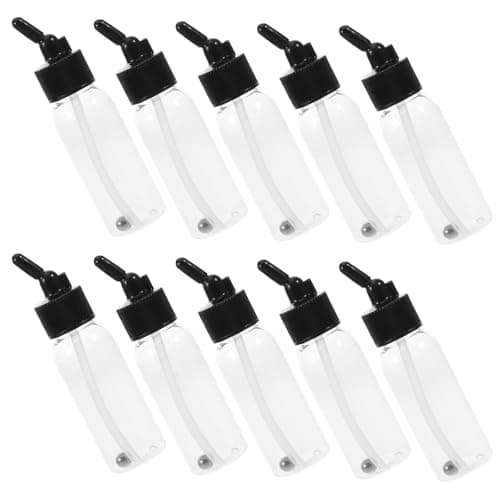 Image of TOVINANNA 10pcs Plastic Airbrush Bottles for Dual-action Siphon Feed with Caps, 60ml Portable Paint Jars for Precise Dispensing, for On-the-go Artist Applications and Mobile Workstations