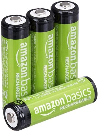 Image of Amazon Basics 4-Pack Rechargeable AA NiMH Batteries, 2000 mAh, 1.2V, Recharge up to 1000x Times, Pre-Charged