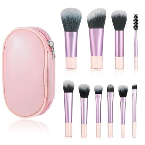 Image of flintronic Make up Brushes, 10 PCS Make Up Brushes Set Professional Makeup Brush Pack, Foundation Concealers Powder Blending Lip Eyeshadow Eyebrow Make Up Brush Kit with Pink Brush Bag