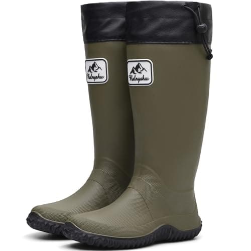 Image of situkeke Women Tall Wellington Boots Ladies Waterproof Rain Boots Fashion Outdoor Trekking Boot Green 38/39 EU