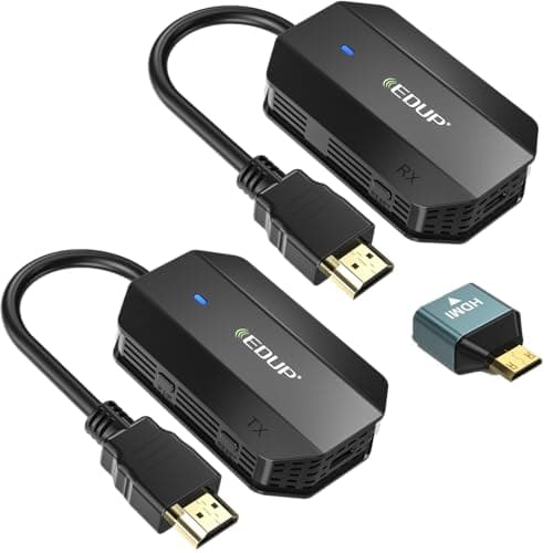Image of EDUP Wireless HDMI Transmitter and Receiver, HDMI Wireless Extender Kit 1080P, Plug & Play, Streaming Media Video/Audio for Laptop/PC/Camera/Phone to Monitor/Projector/HDTV, 165FT/50M