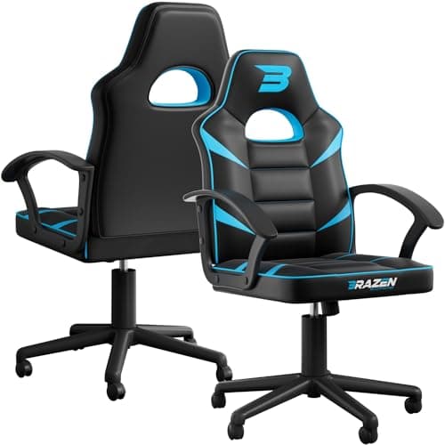 Image of BraZen Ergonomic Office Gaming Chair for Adults Computer Adult Gaming Chair PC Red Mid Back Computer PC Ergonomic Video Gamer Chairs For Adults - Valor Blue