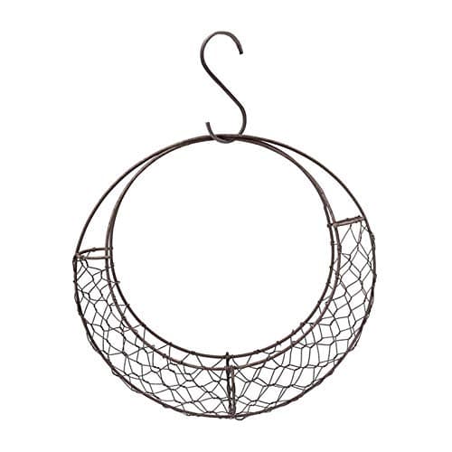 Image of Round Wire Wreath Frame, Moon Shaped Metal Hanging Planter Plant Holder, Flower Basket, Succulent Pot Decor, Wall Plant Stand for Indoor Outdoor Use