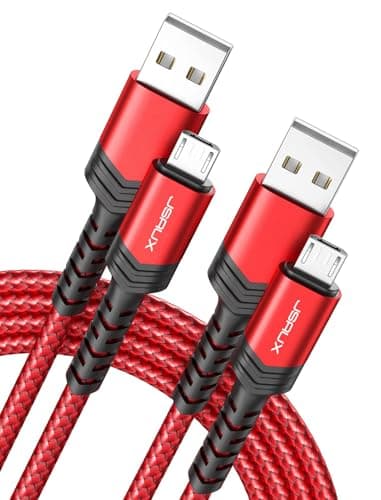 Image of JSAUX Micro USB Cable Android Charger, (2-Pack 2M) Micro USB Android Charger Cable Nylon Braided Cord Compatible with Samsung Galaxy S7 S6 J7 Note 5, Kindle, PS4 and More (Red)
