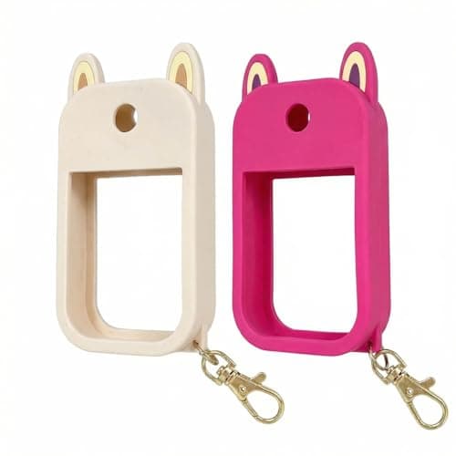 Image of 2Pcs Silicone Hand Sanitizer Spray Hand Sanitizer Spray Case Compatible 1FLOZ Sanitizer Protective Hand Mist Spray Cover with keyring for Hand Sanitizer Travel Use(Beige+Rose red)