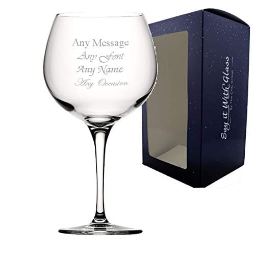 Image of Personalised Engraved Primeur 24oz Gin Balloon Cocktail Glass, Personalise with Any Message for Any Occasion, Stylize with a Variety of Fonts, Gift Box Included, Laser Engraved