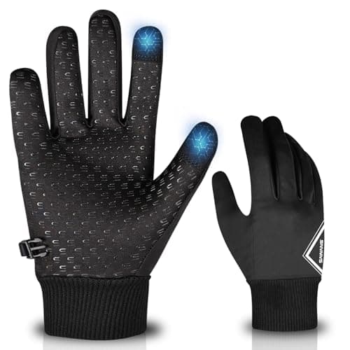 Image of SAWANS Running Gloves Cycling Warm Winter Gloves Men Women Anti Slip Touchscreen Lightweight Riding Driving Windproof Outdoor Thermal Gloves Cold Weather (Black, S)