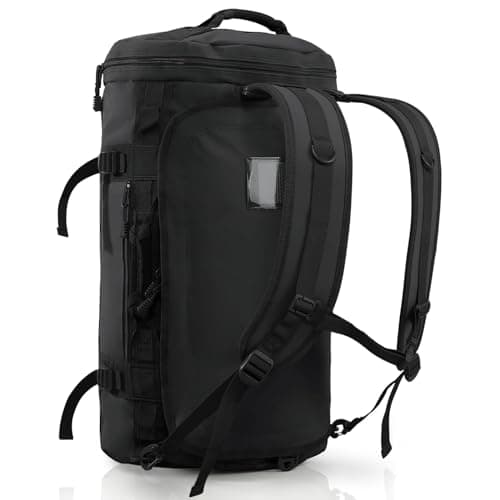 Image of Haimont Heavy Duty Duffle Backpack for Men, Convertible 60L Travel Duffel Bag Backpack with Shoes Compartment, Weekender Bags for Sports Gym, Water-Resistant, Black