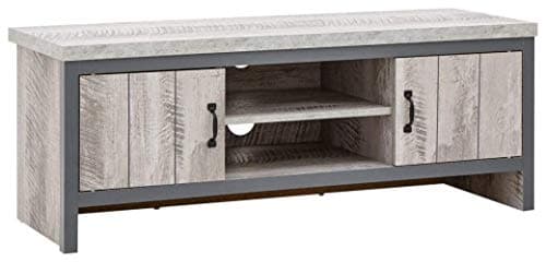 Image of GFW Boston 2 Cupboard & Shelf TV Unit, Television Stand for Living Entertainment Room with Storage Shelves & Cupboards, 39.2 cm Depth x 113 cm Width x 43 cm Height, Grey