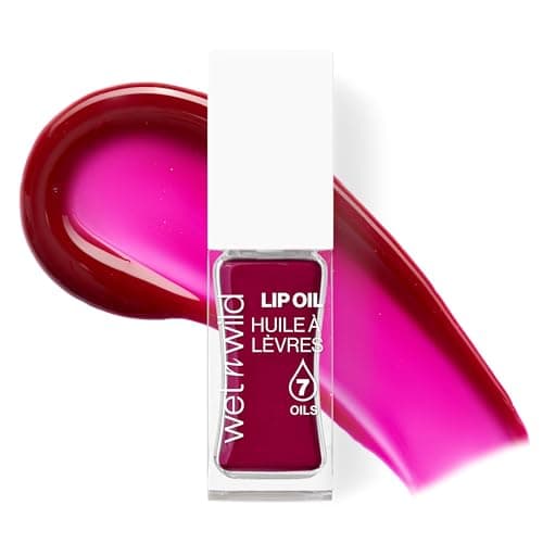 Image of Wet n Wild Tinted Lip Oil, Nourishing & Non-Sticky Red Lip Gloss Powered by 7 Natural Oils, Lightweight Formula for Mirror-Like Glow Effect, Merlot Glass Shade