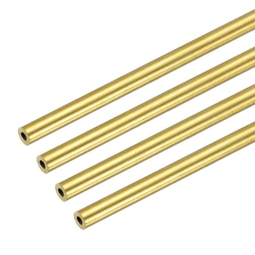 Image of sourcing map Brass Tubing, 2mm OD x 0.5mm Wall Thickness x 203mm(8") Length H65 Brass Round Tube Seamless Metal Straight Pipe Tube for DIY Crafts Industry Construction(Pack of 4)