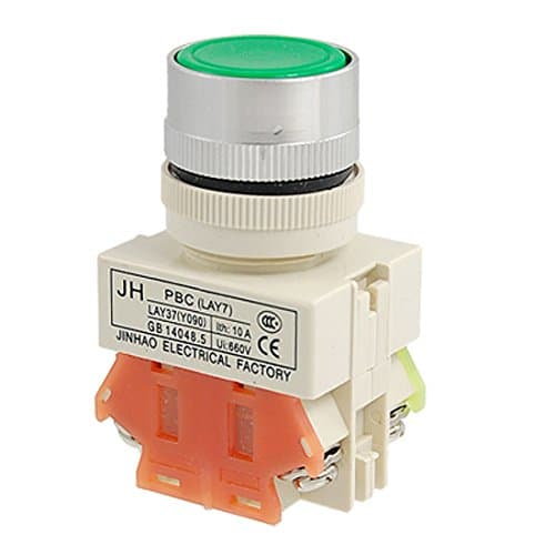 Image of Sourcingmap AC 660V 10A Green Sign Latching Push Button Switch 22mm 1 NO 1 NC 4 Terminal