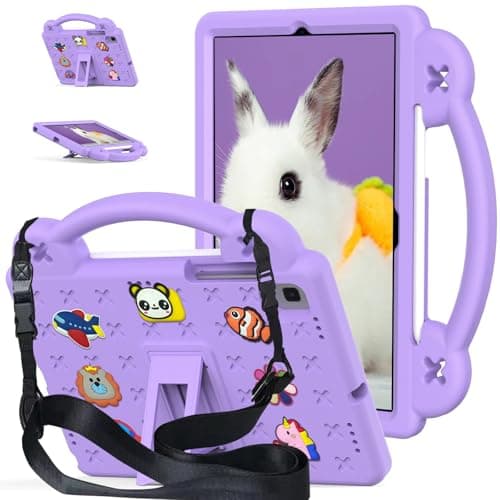 Image of FlexiSlate Kids Case for Samsung Galaxy Tab S6 10.5 Inch 2019 Model (SM-T860/T865),Foldable Wing Kickstand Cover[Shoulder Strap],EVA Drop Protection Rugged Shockproof (Purple)