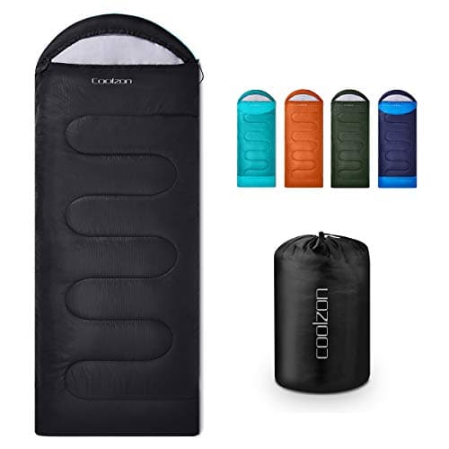 Image of Coolzon Outdoor Sleeping Bag for Camping, for 3-4 Seasons, Adult Blanket, Small Packed Size, Ultralight Carry Bag, Soft, Thick and Warm, for Outdoor Camping, Travel, Hiking, Black
