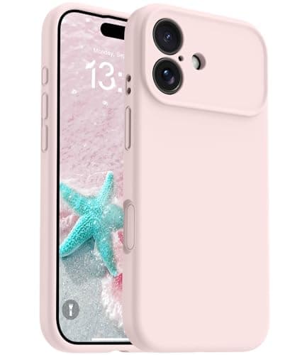 Image of OTOFLY Magnetic for iPhone 17 Case,Compatible with Magsafe,Classic Liquid Silicone Mobile Phone Case,Integrated Camera Control Button,Anti-Scratch Microfiber Lining,Chalk Pink