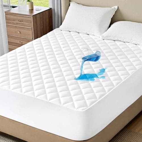 Image of Pure Textile 100% Waterproof Mattress Protector, Ultimate Protection, Noiseless & Anti Allergenic Quilted Mattress Protector Single Bed, 30cm Extra Deep Skirt, Easy Fit & Machine Washable (90x190 cm)